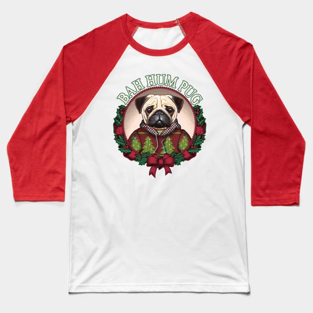 Bah Hum Pug Funny Christmas Pun for Pug Lovers Baseball T-Shirt by ghsp